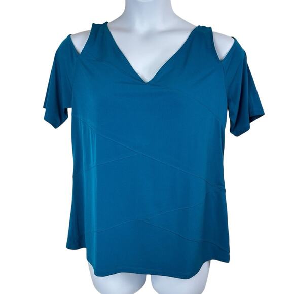 Lane Bryant Teal V-Neck Cold Shoulder Women's Top Size 18/20 NWT - Picture 1 of 6